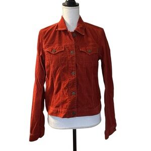 Abercrombie & Fitch Cotton Corduroy Trucker Jacket Women’s SZ M in Rust Red